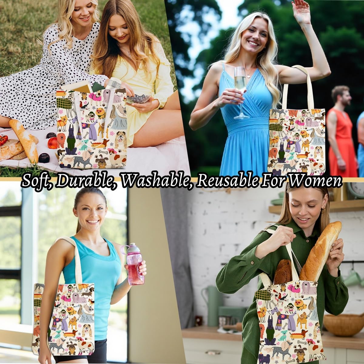 Dog Lover Gift Tote Bag Set with Cosmetic Cases - Stylish Pet Owner Accessories