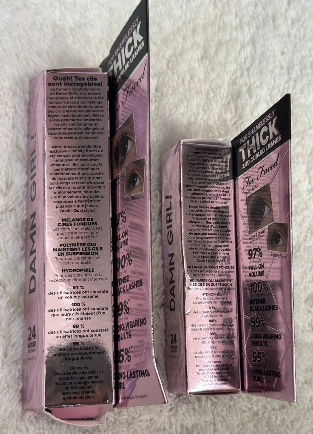 Too Faced Damn Girl 24 Hour Mascara Set - Full & Mini Sizes Black