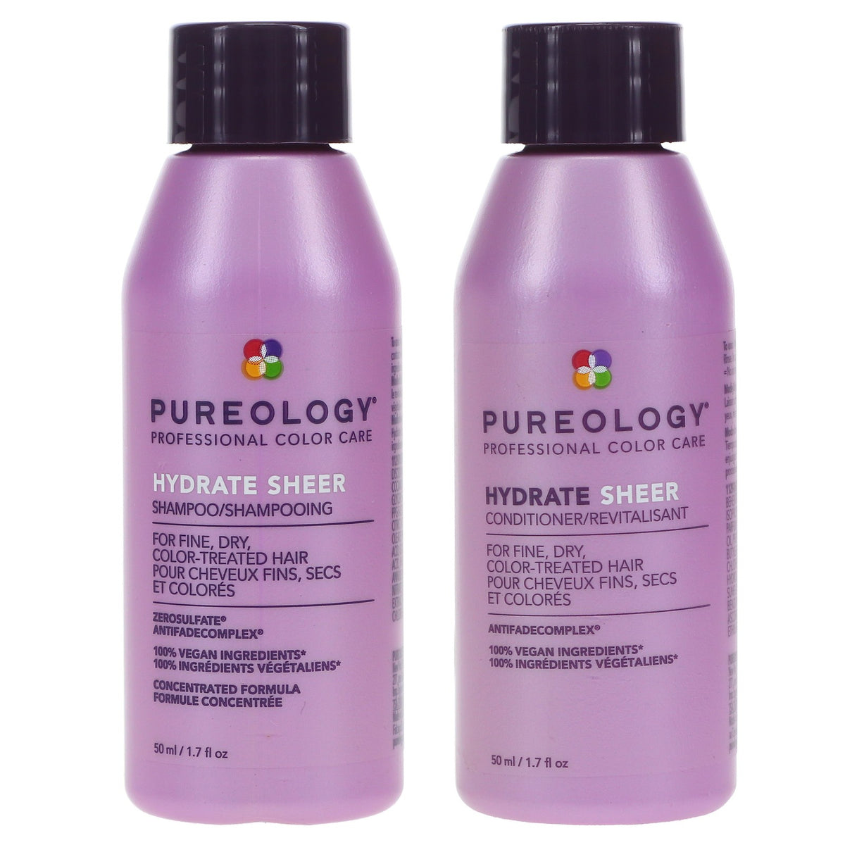 Pureology Hydrate Sheer Shampoo & Conditioner Set 1.7 oz Vegan Hair Care