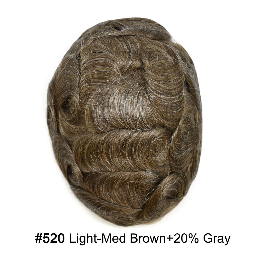 Men's Ultra Thin Skin Hair Replacement Toupee with Human Hair - All Colors & Sizes