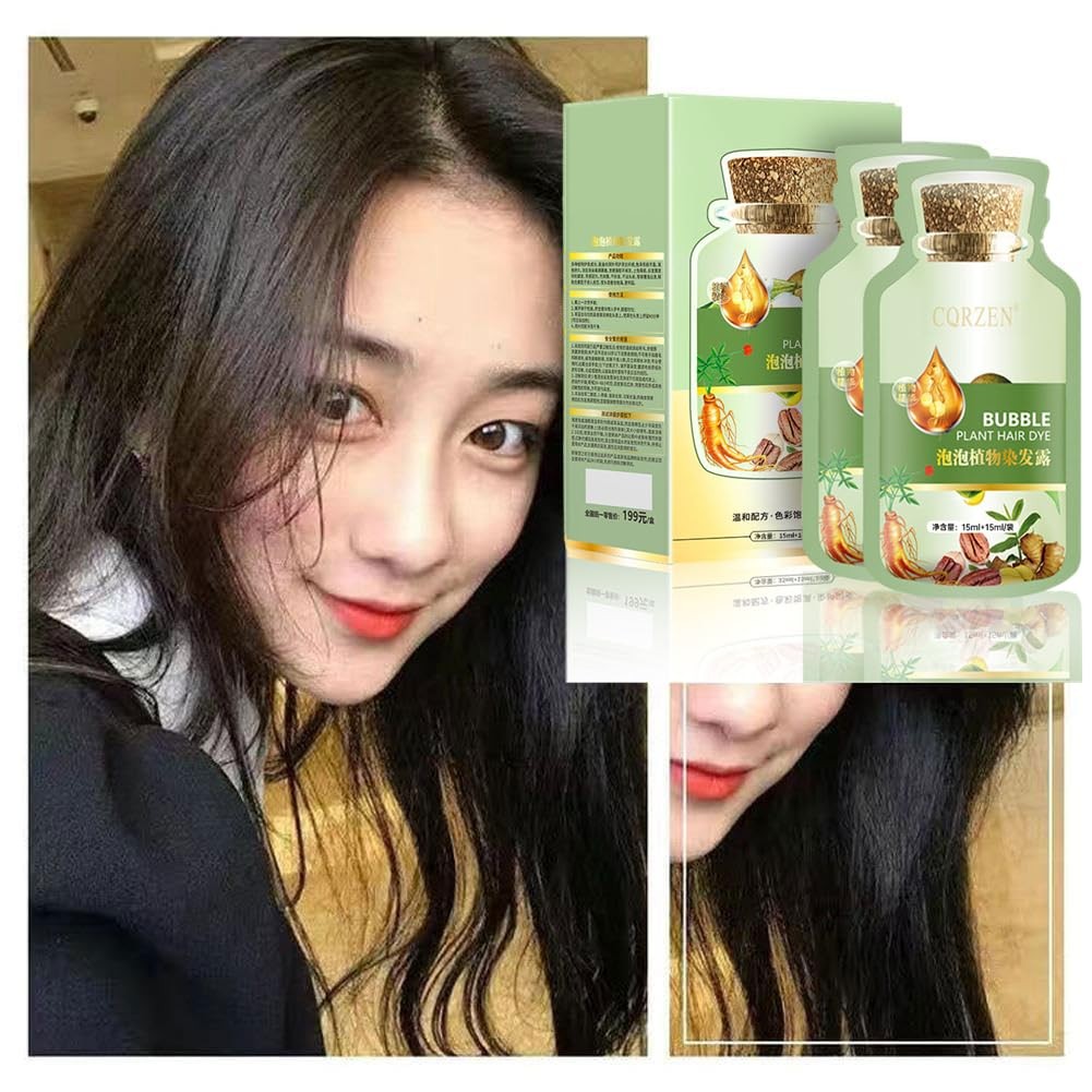 Natural Plant Hair Dye Shampoo for Gray Hair Coverage - Black, 1 Fl Oz