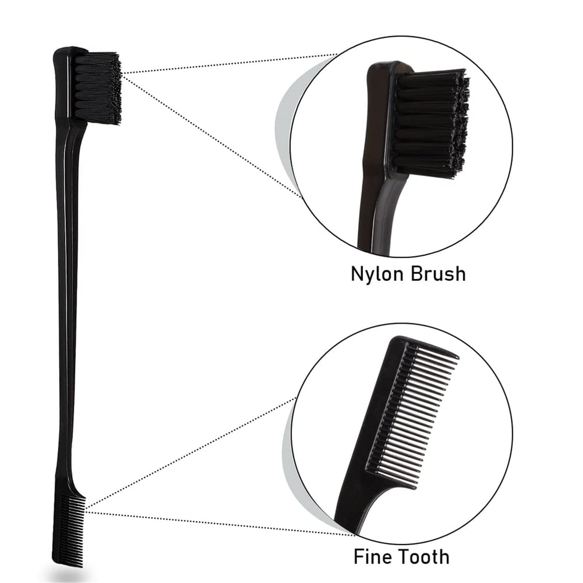 Black Comb Set with Hair Brush, Wide-Tooth Comb & Pick - Styling Kit