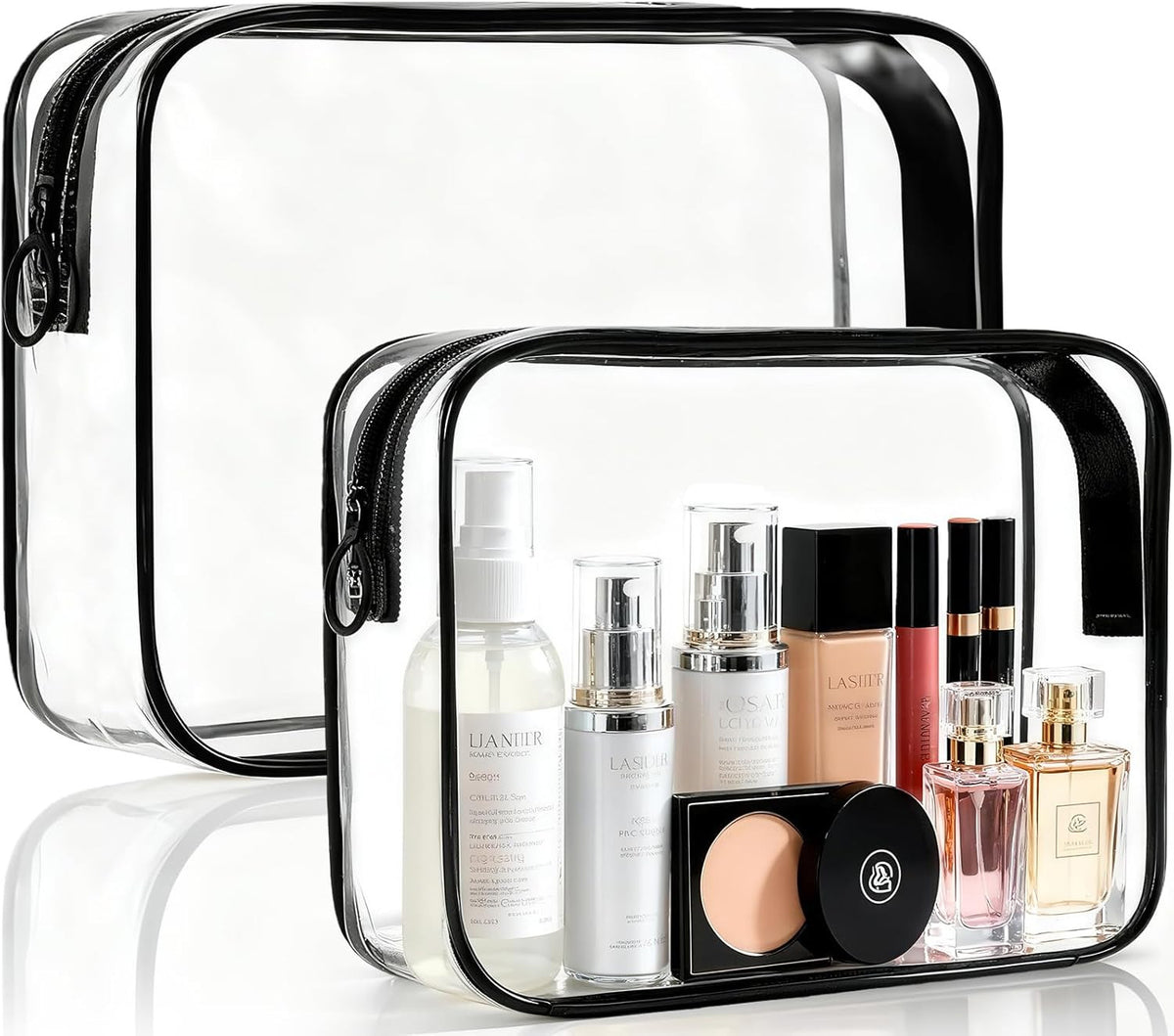Clear TSA Approved Travel Toiletry Bag 2 Pack - Waterproof & Visible