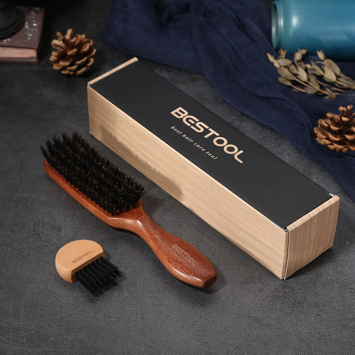 Boar Bristle Hair Brush for Women Men - Detangling & Styling, Scalp Massage