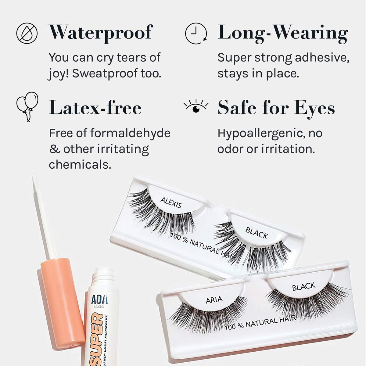 Waterproof Lash Glue 4-Pack - Strong Hold, Clear, Latex-Free False Eyelash Adhesive