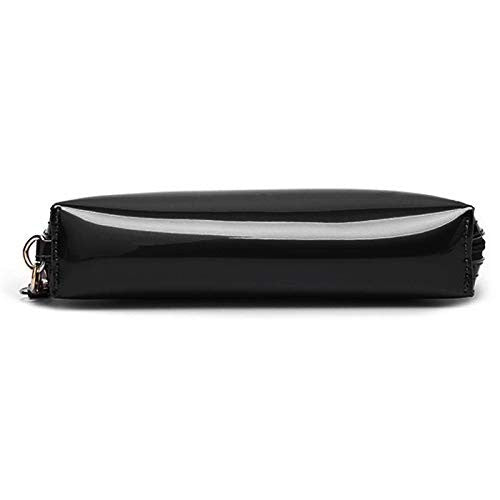 Patent Leather Makeup Clutch Bag - Large Capacity Cosmetic Organizer Wristlet