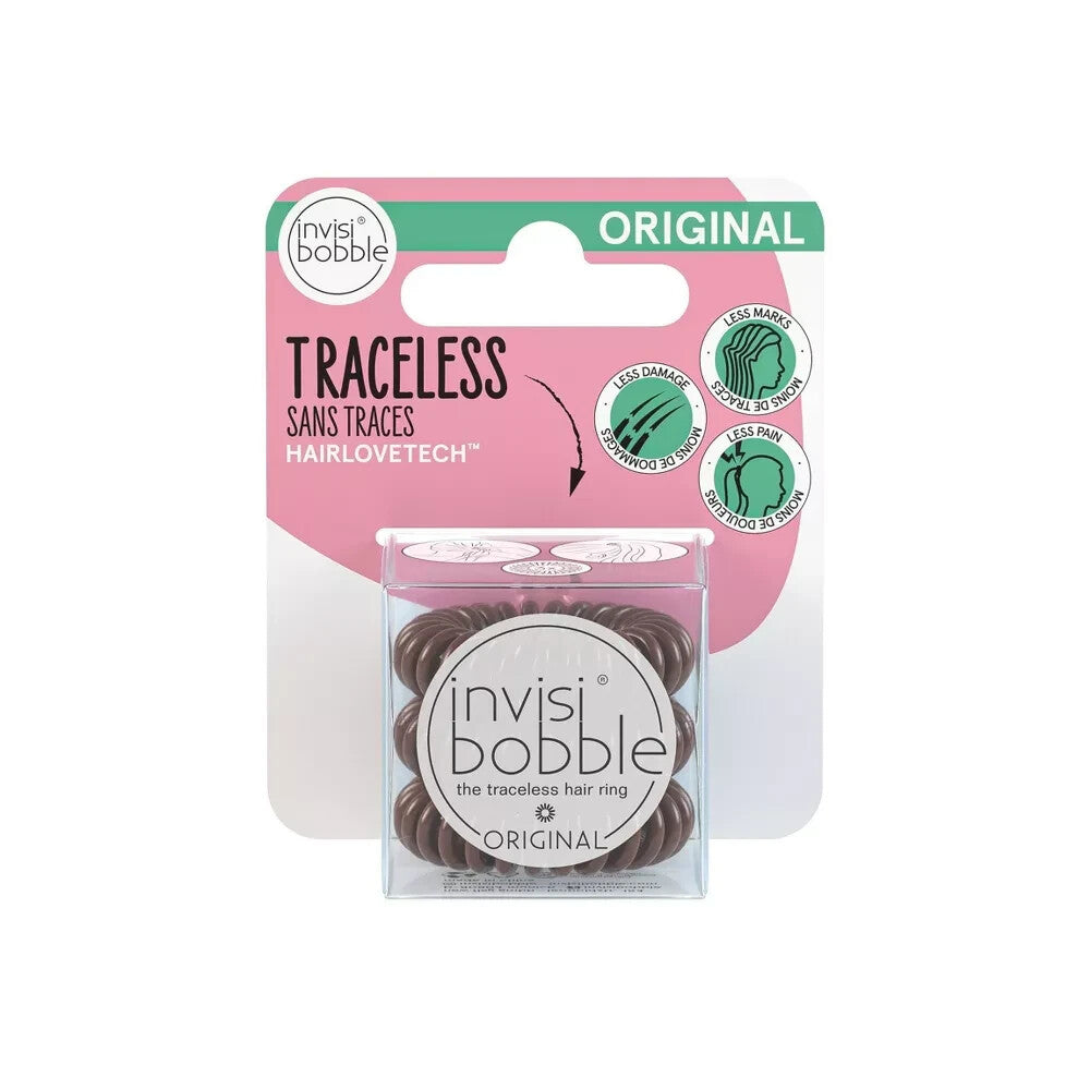 Lot of 4 Invisibobble Original Hair Ring Traceless - Pretzel Brown