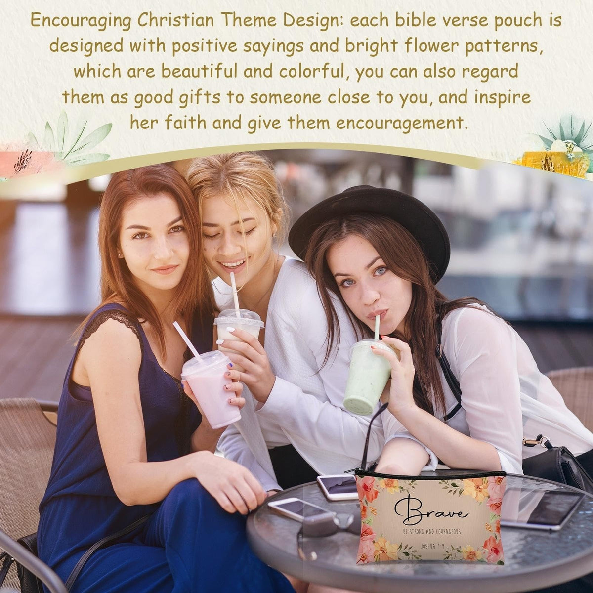 Christian Makeup Bags Set - Inspirational Bible Verse Cosmetic Pouch Bulk for Women