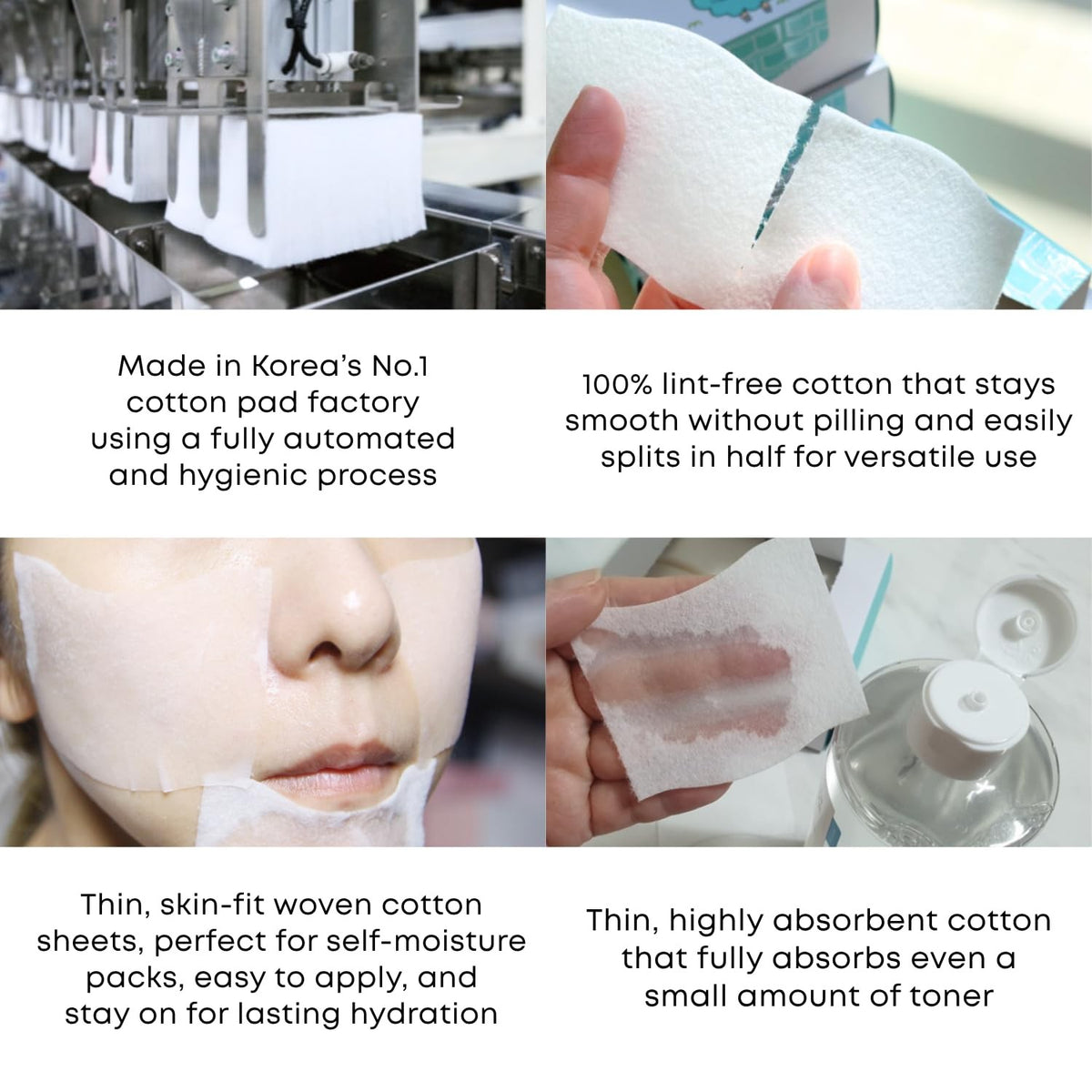 Premium Korean Cotton Pads for Makeup Removal & Skincare - 80 Count