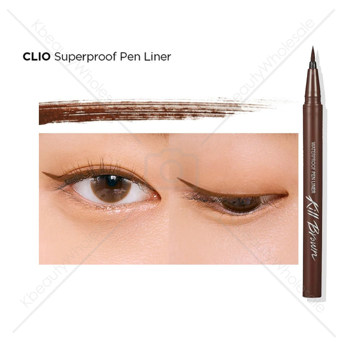 Waterproof Liquid Eyeliner Pen Set - Brown, Smudge-Proof, K-Beauty