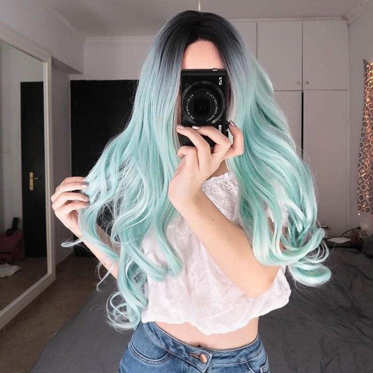 Long Wavy Synthetic Wig 26 Inches Heat-Resistant Hairpiece for Women - Multi Color