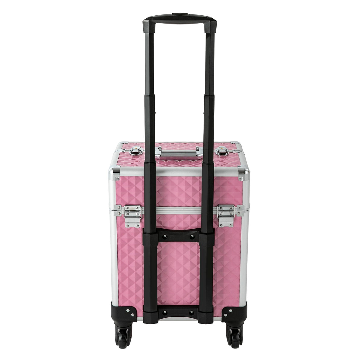 Large Multi-Tier Makeup and Nail Storage Case with Wheels, Pink