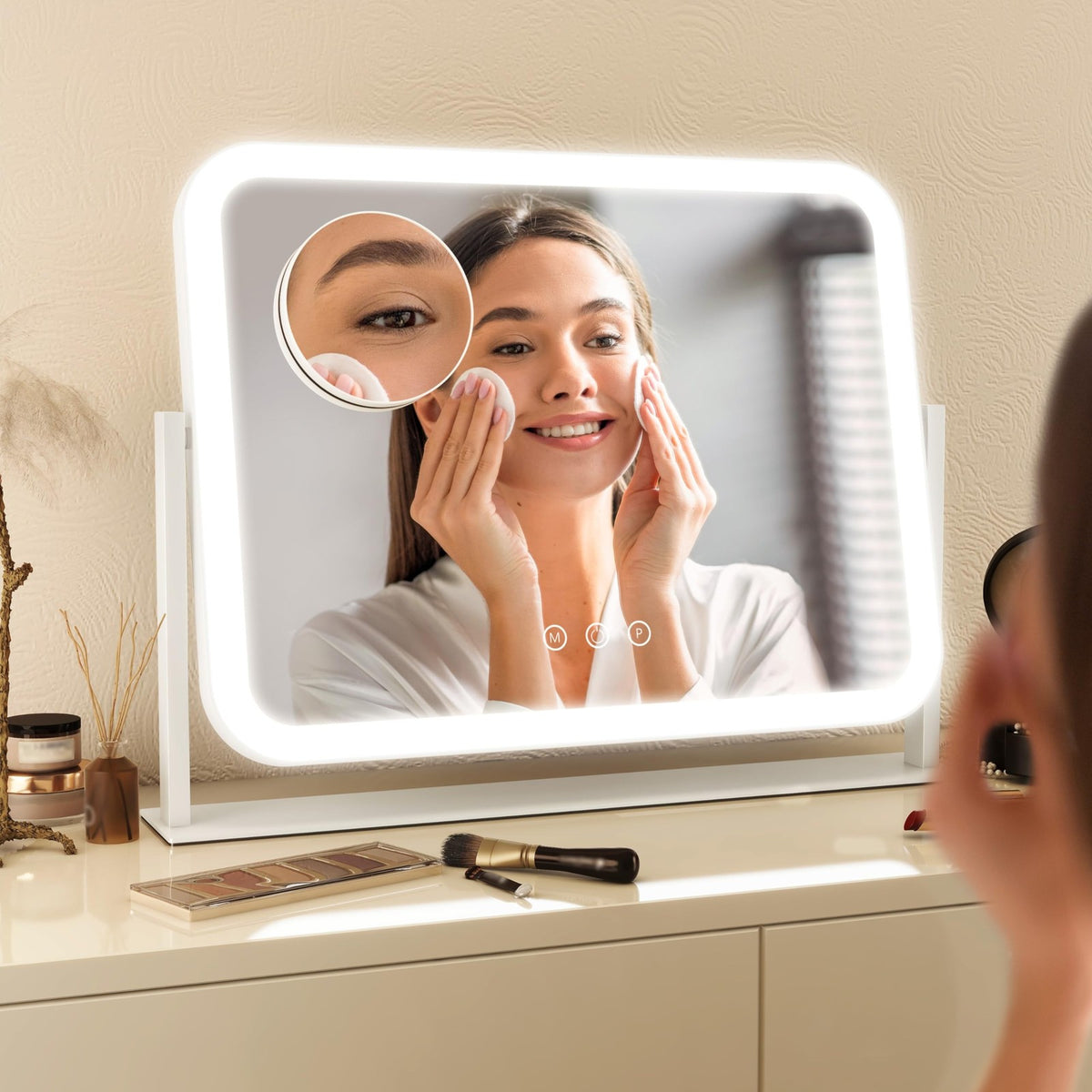 FENNIO Vanity Mirror with Lights 17x13 inch Touch Screen Dimmable Makeup Mirror