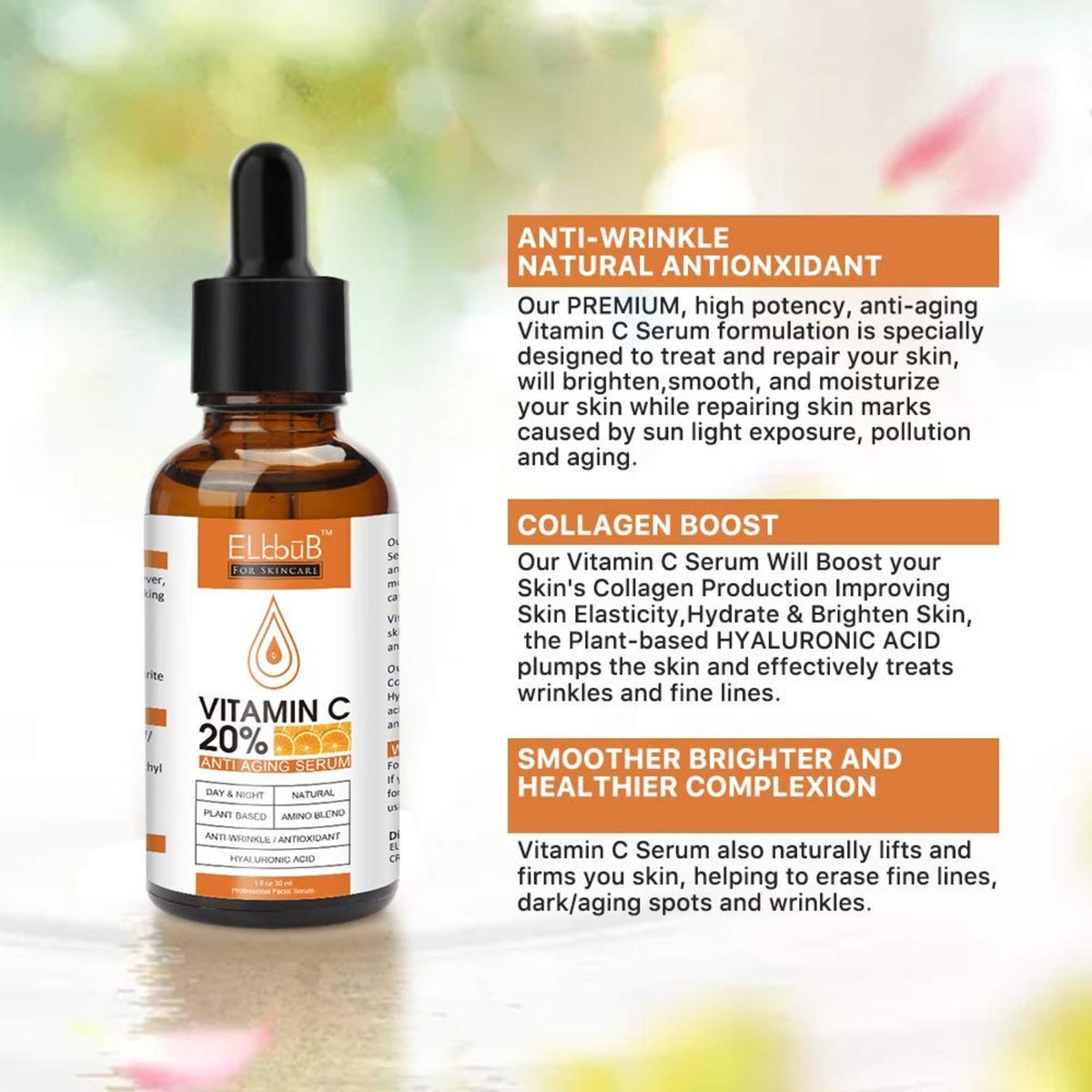 Vitamin C Serum for Face with Hyaluronic Acid & Retinol - Anti-Aging & Brightening