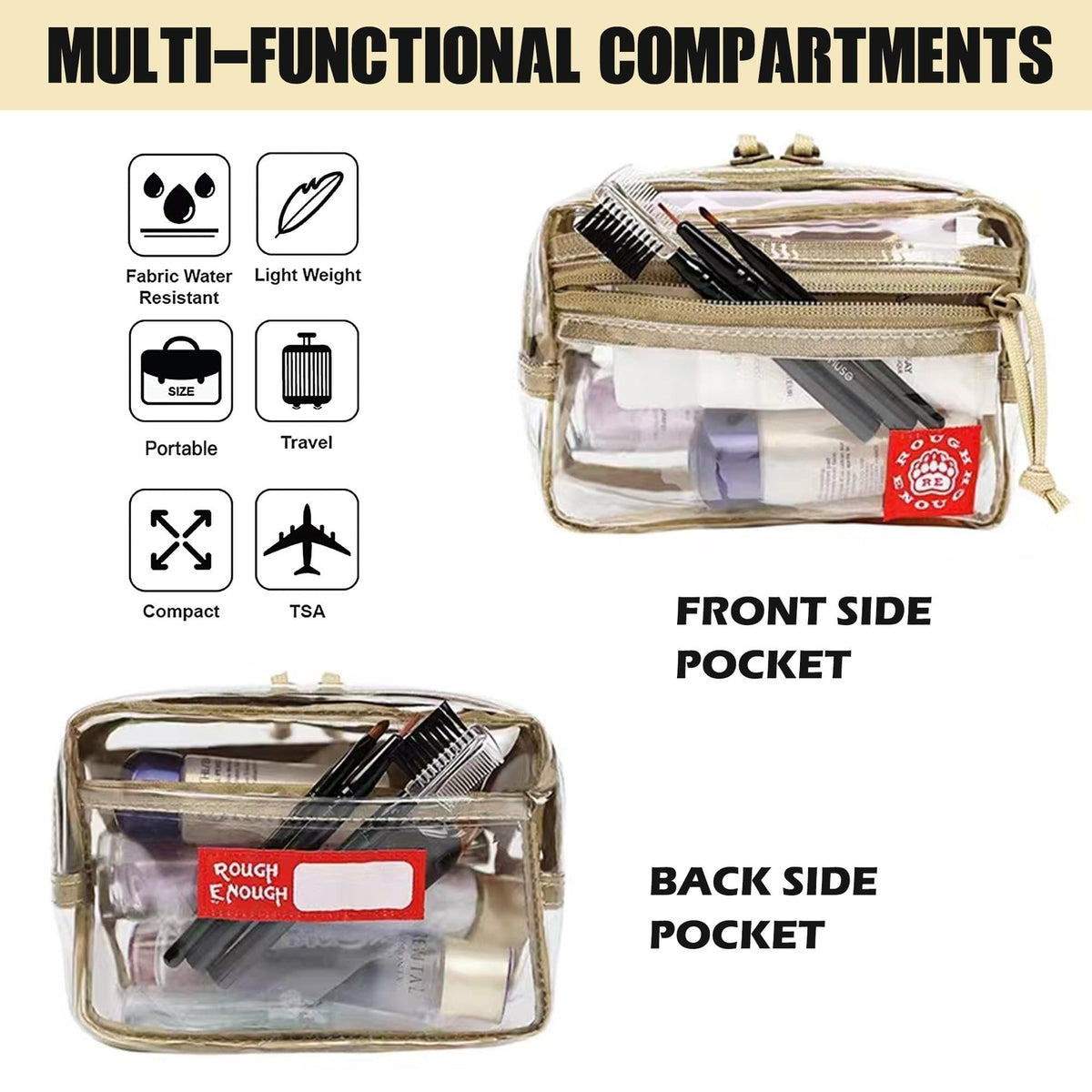 Travel Clear Makeup Bag TSA Approved 6x4 Inch Toiletry Organizer