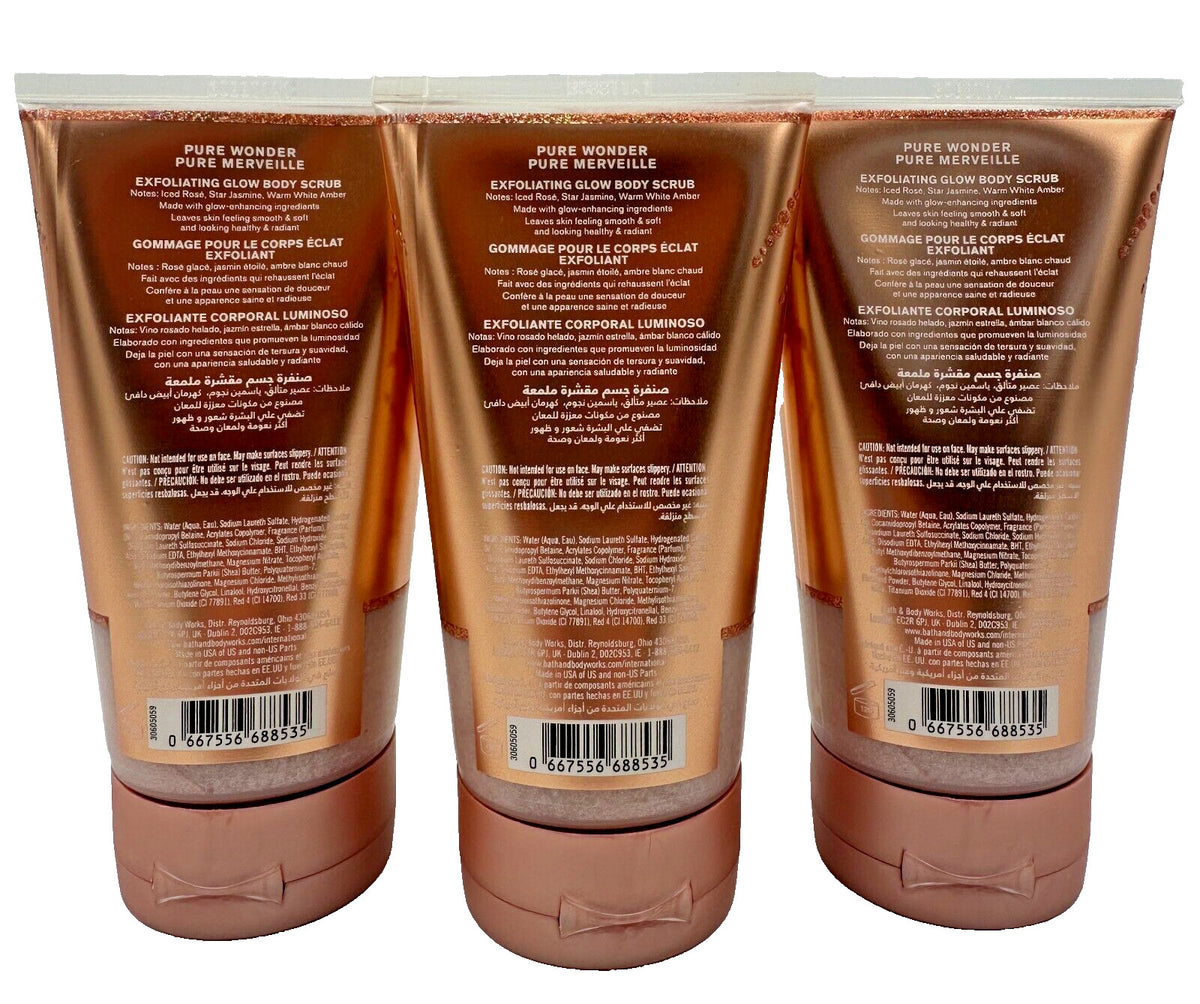 NEW Bath Body Works Lot of 3 Tubes Pure Wonder Exfoliating Glow Scrub