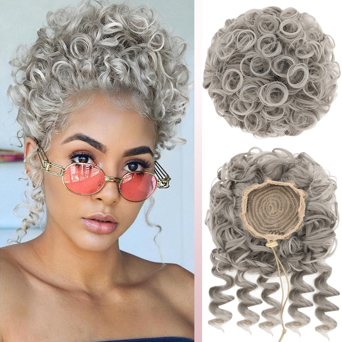 Messy Bun Hair Drawstring Curly Hairpieces for Updos and Thick Hair
