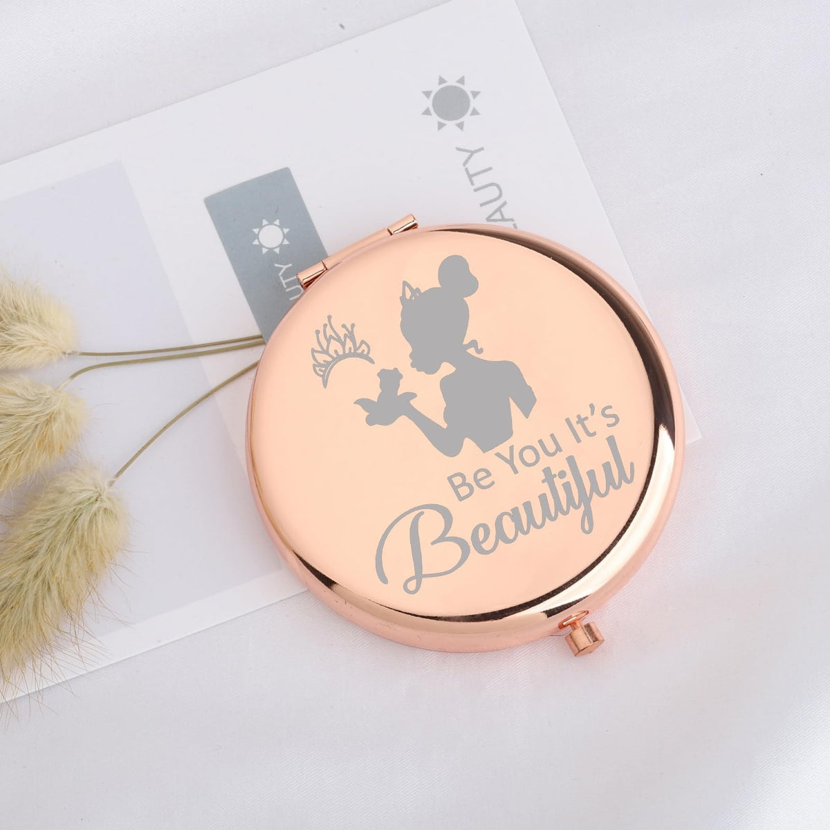 Princess The Frog Gift Compact Mirror - Be You Beautiful Rose Gold
