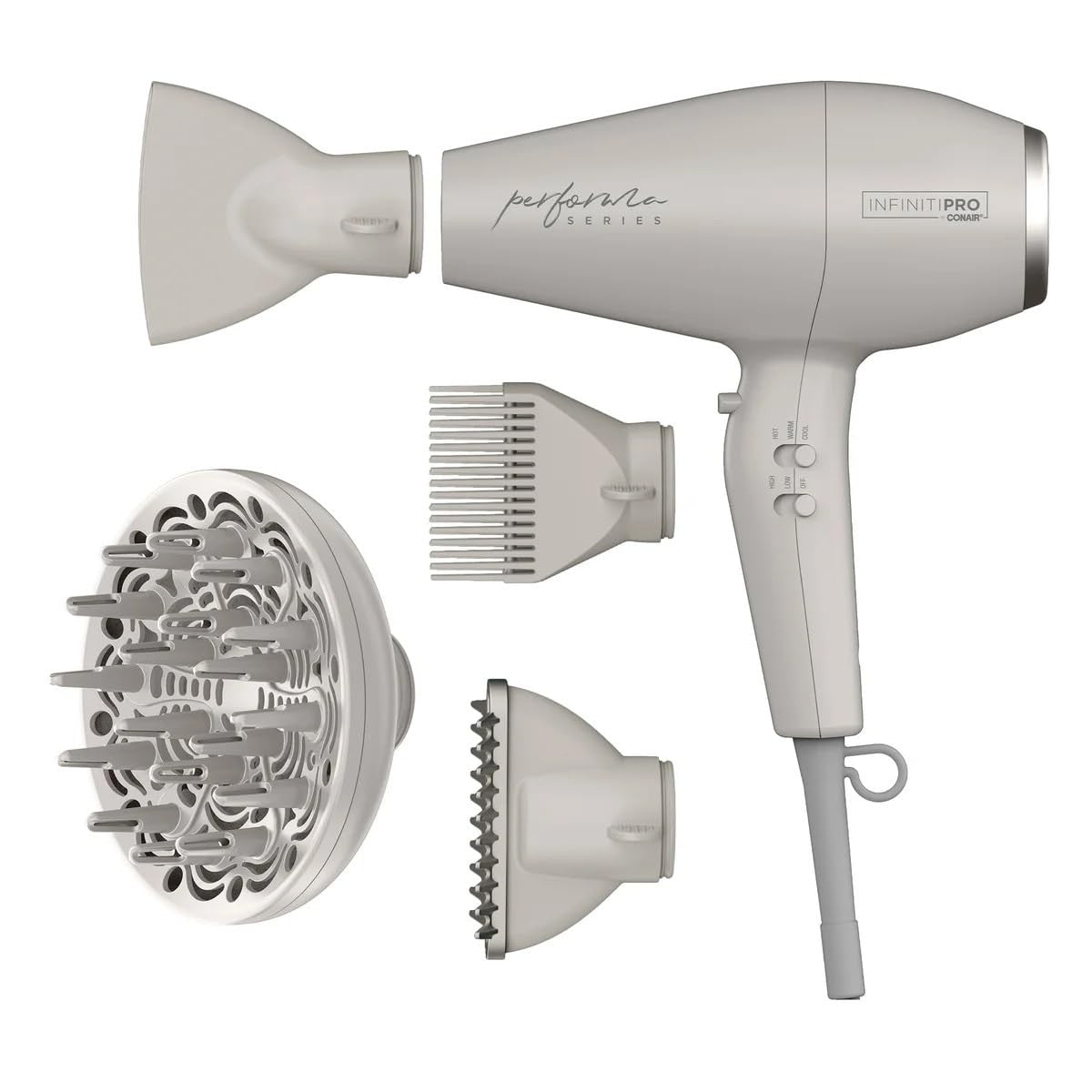 Conair InfinitiPRO Performa Series Hair Dryer with 4 Attachments, Ionic & Ceramic Technology