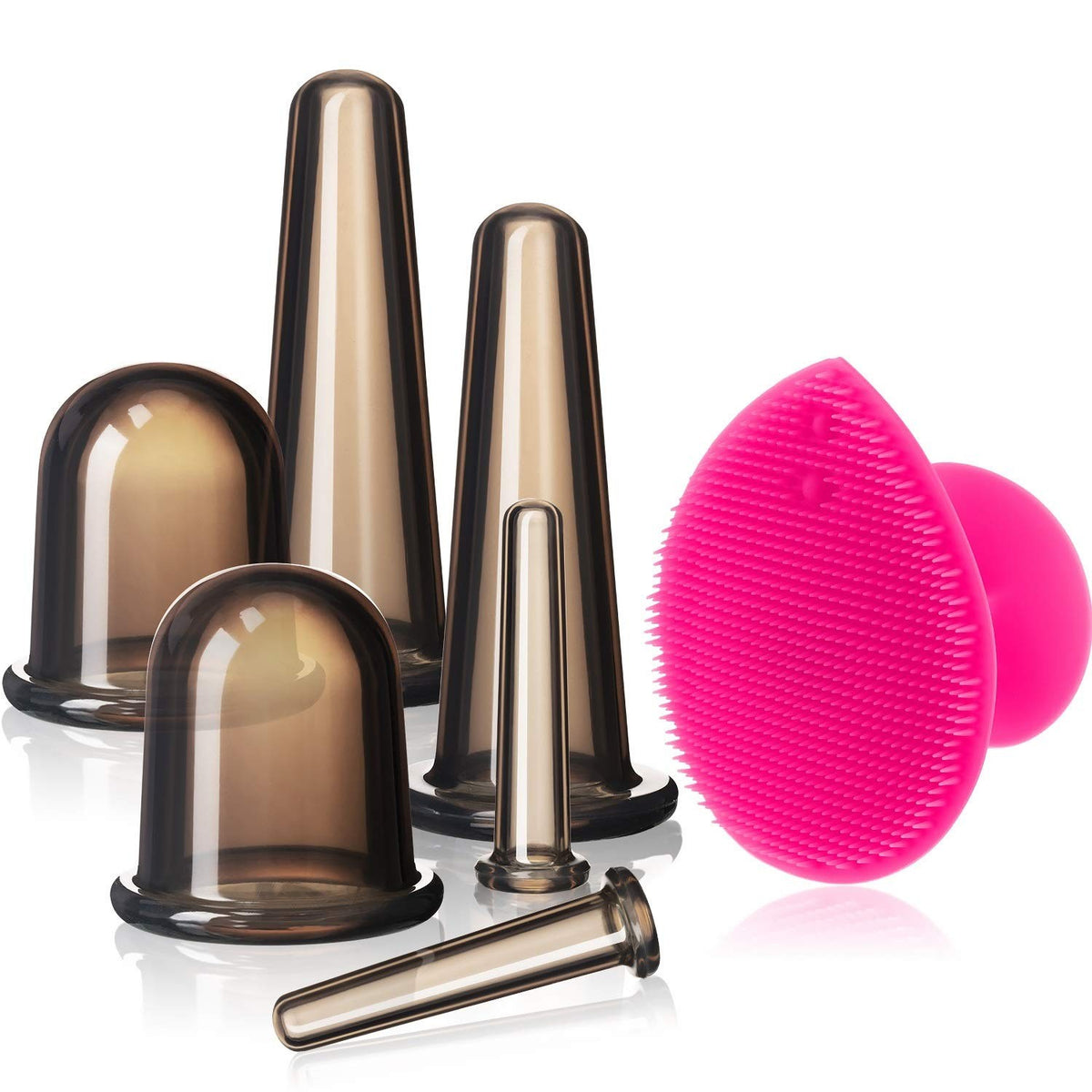 Silicone Facial Cupping Set for Skin Tightening & Blood Circulation - Black