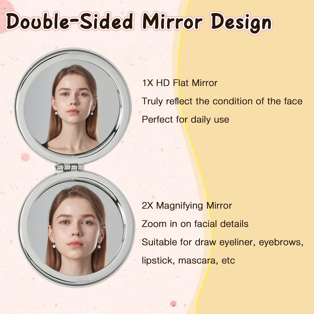 Color Guard Compact Makeup Mirror with 2X Magnification - Inspirational Gift for Women & Teens