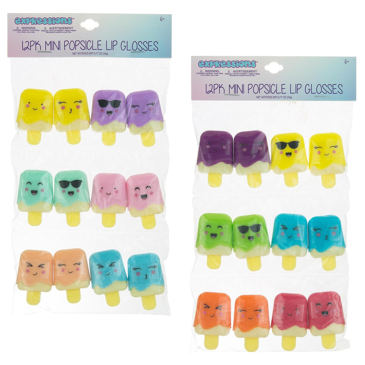 12-Piece Kids Lip Gloss Set - Novelty Popsicle-Shaped Lip Balms for Girls