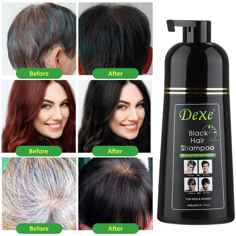 Black Hair Dye Shampoo - Instant Color Darkening Formula