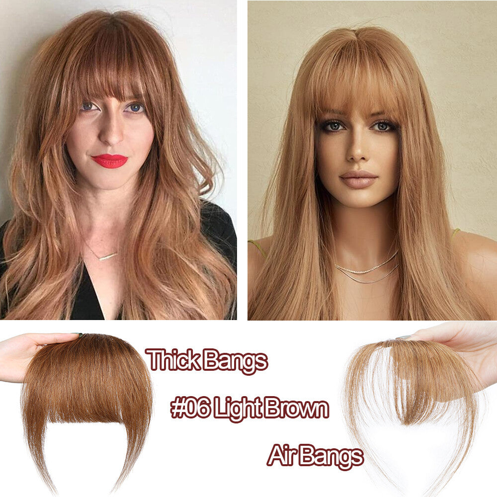 Clip-In Human Hair Bangs Extensions - Thick, Wispy, French & Air Styles