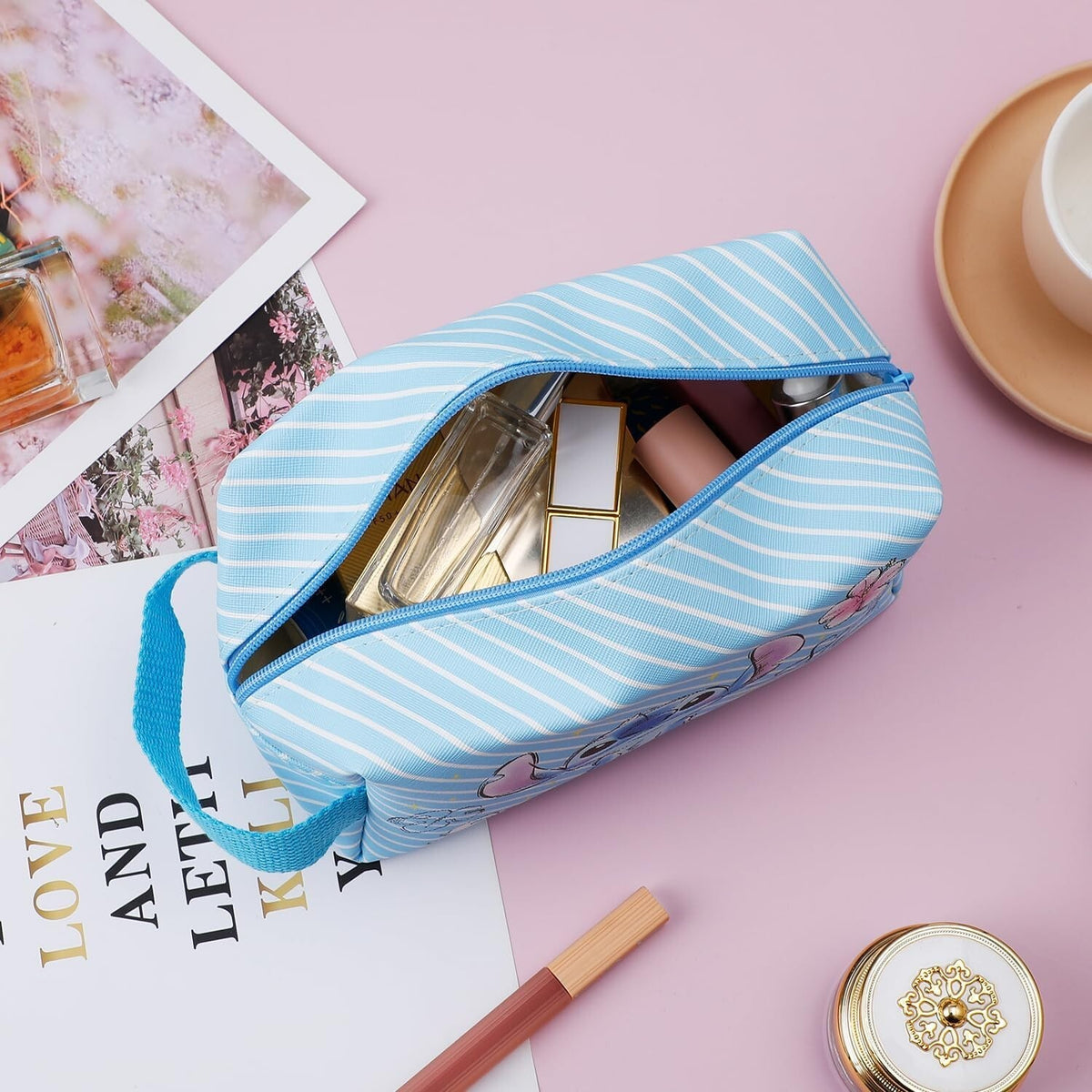 Large Capacity Cartoon Cosmetic Bag for Travel and Makeup
