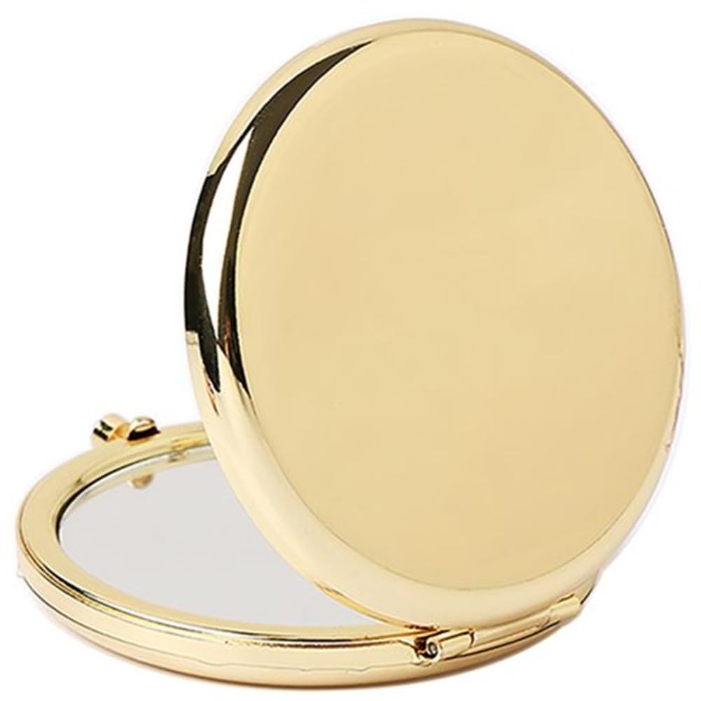 Gold Double Sided Travel Makeup Mirror 1x/2x Magnification Compact & Portable