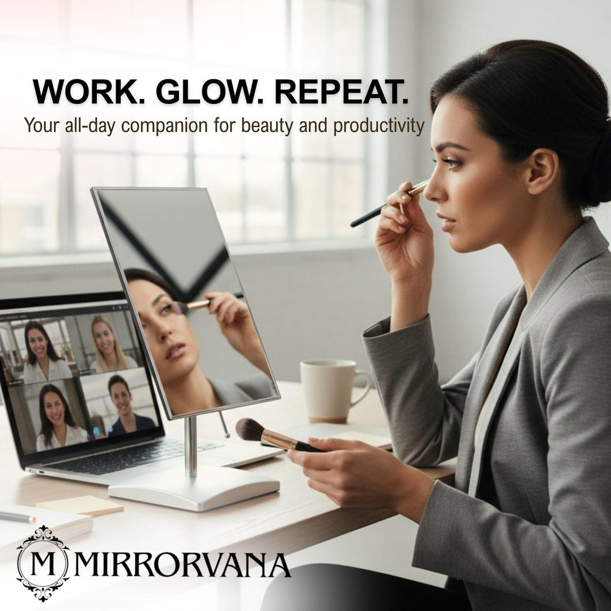 Large Desk Makeup Mirror with Stand - Crystal Clear Reflection, Adjustable, for Office & Vanity