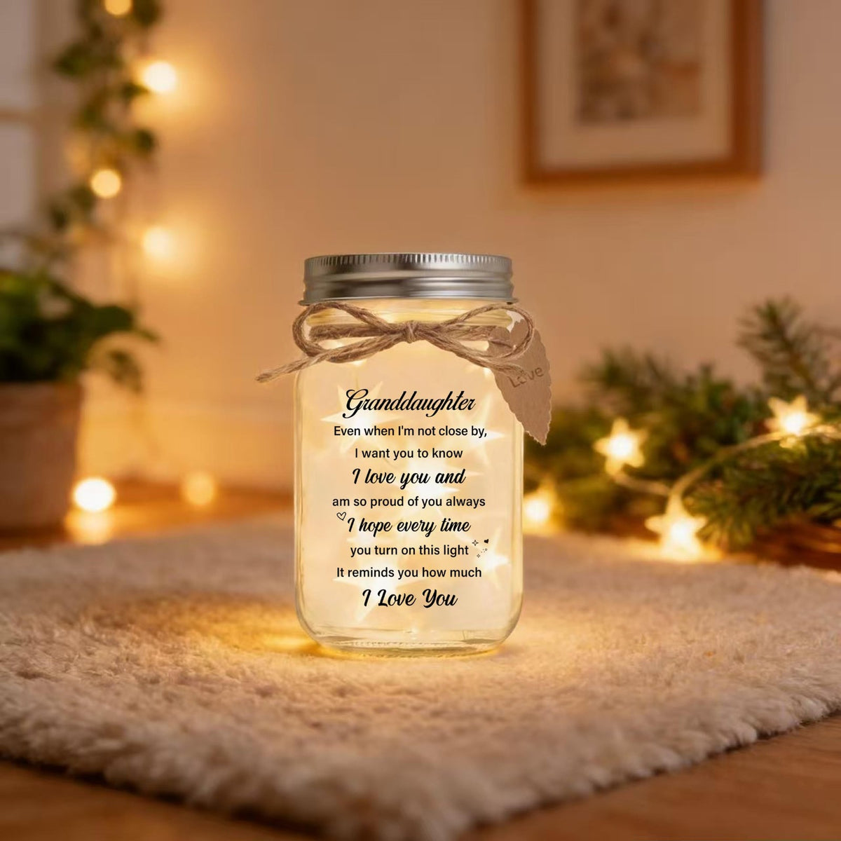 Mason Jar Night Light for Granddaughter - Unique Glass Decor with Star Effect
