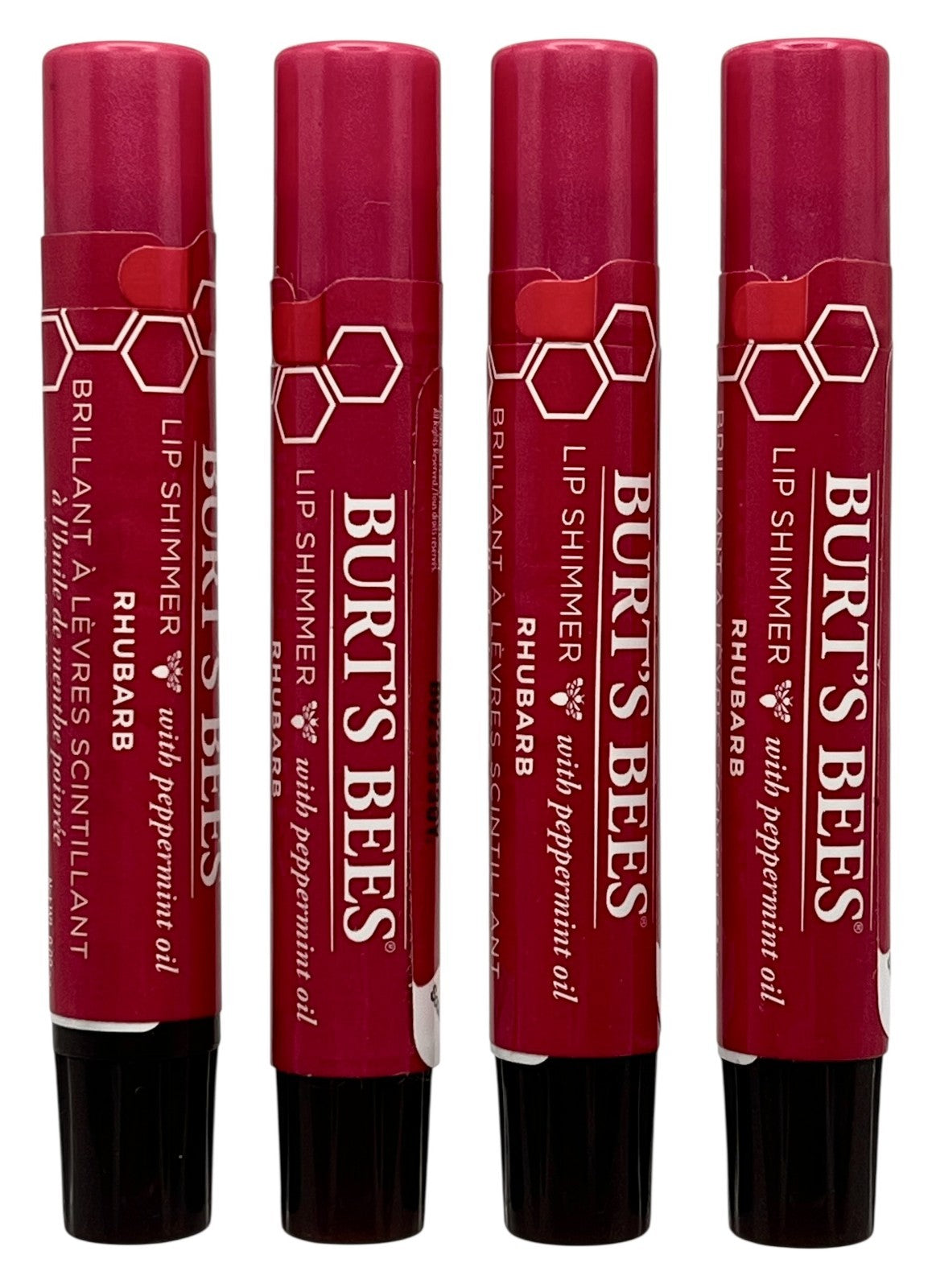4 Pack Lip Shimmer Set - Natural Lip Gloss with Peppermint & Vitamin E