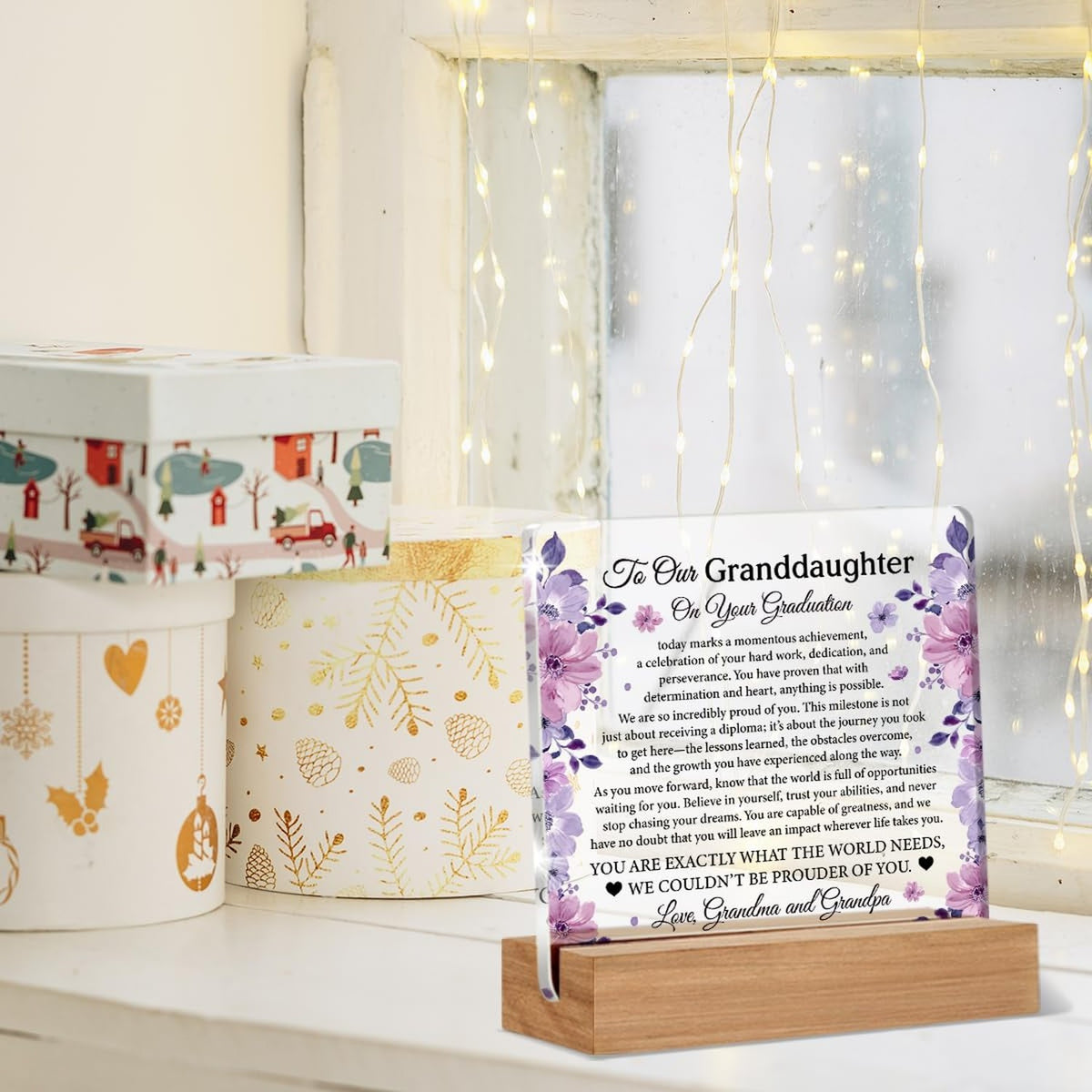 Graduation Gift Acrylic Plaque - Inspirational Keepsake for Granddaughter from Grandpa