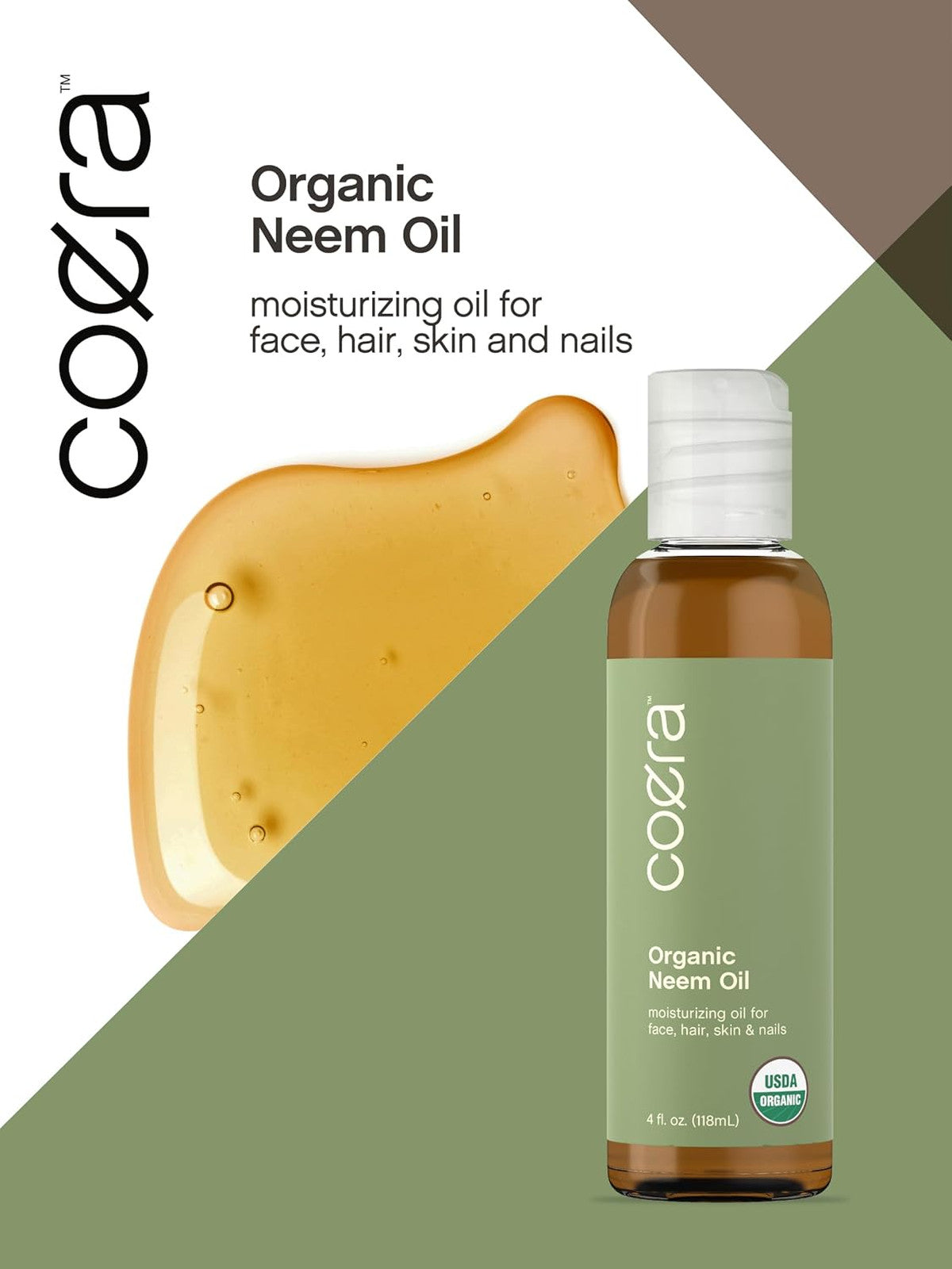 Organic Neem Oil for Skin Hair Nails 4 fl oz - Pure Natural Moisturizer