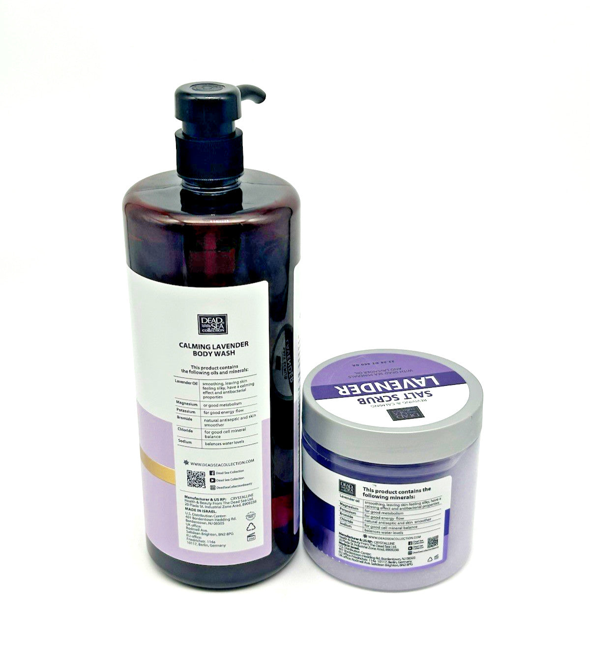 Dead Sea Collection Lavender Mineral Body Wash (33.8 oz) &Salt Scrub