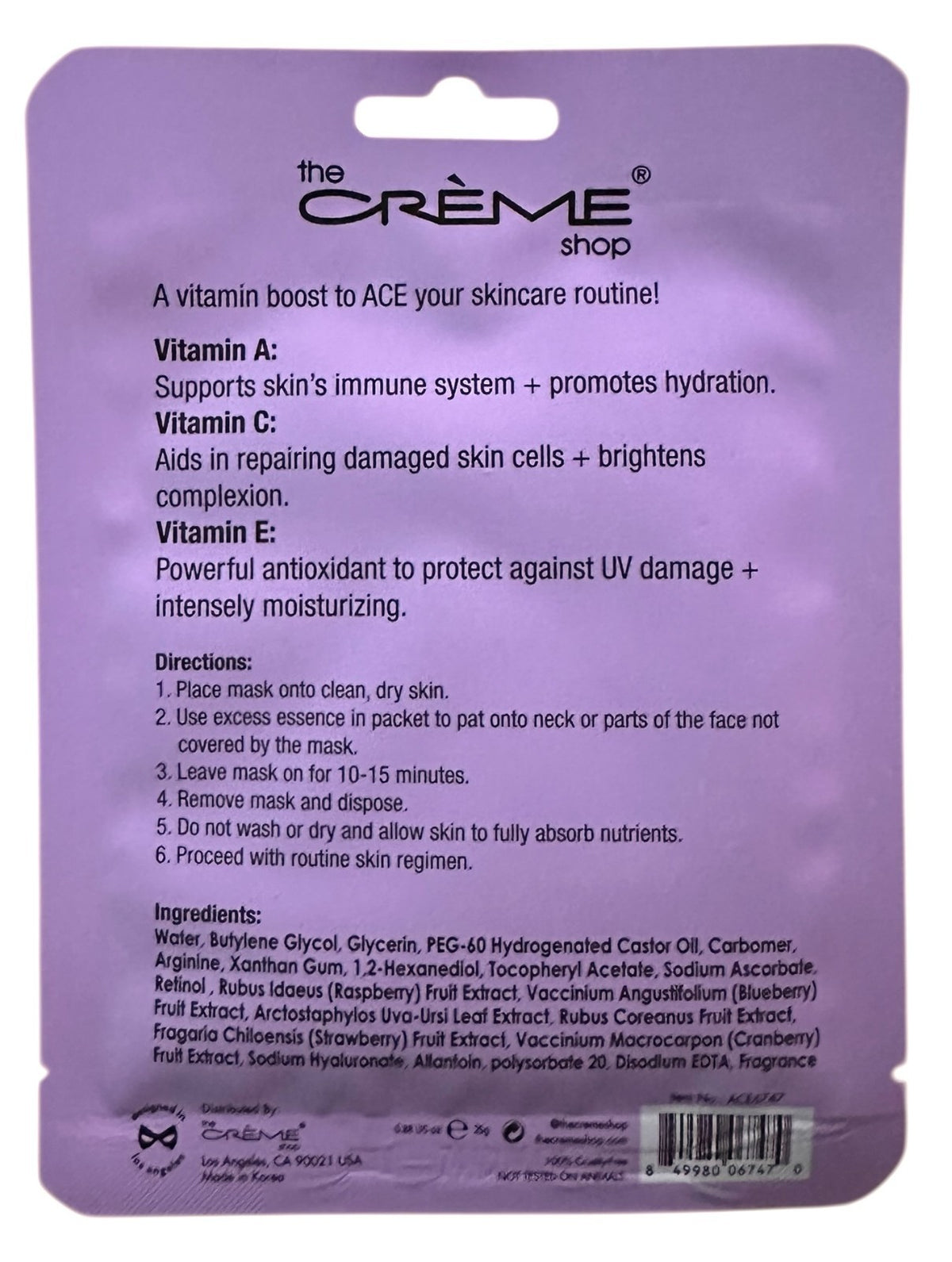 Vitamin A C E Sheet Masks 5-Pack - Brightening & Moisturizing