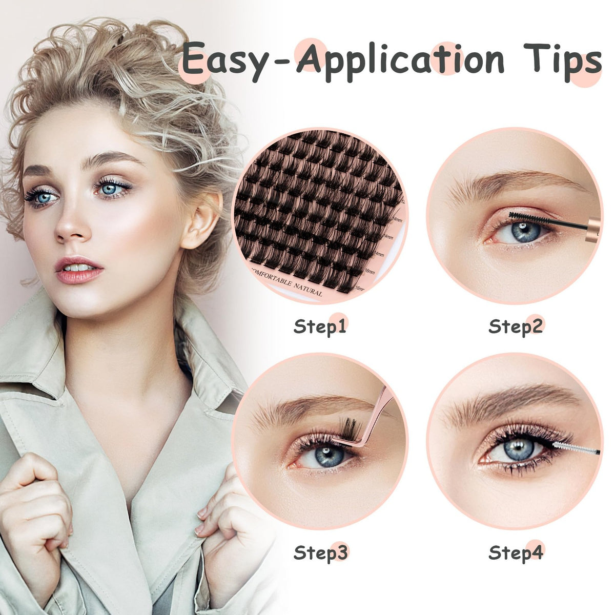 Individual Lash Clusters with D Curl - 144 Pcs for Natural & Glam Looks