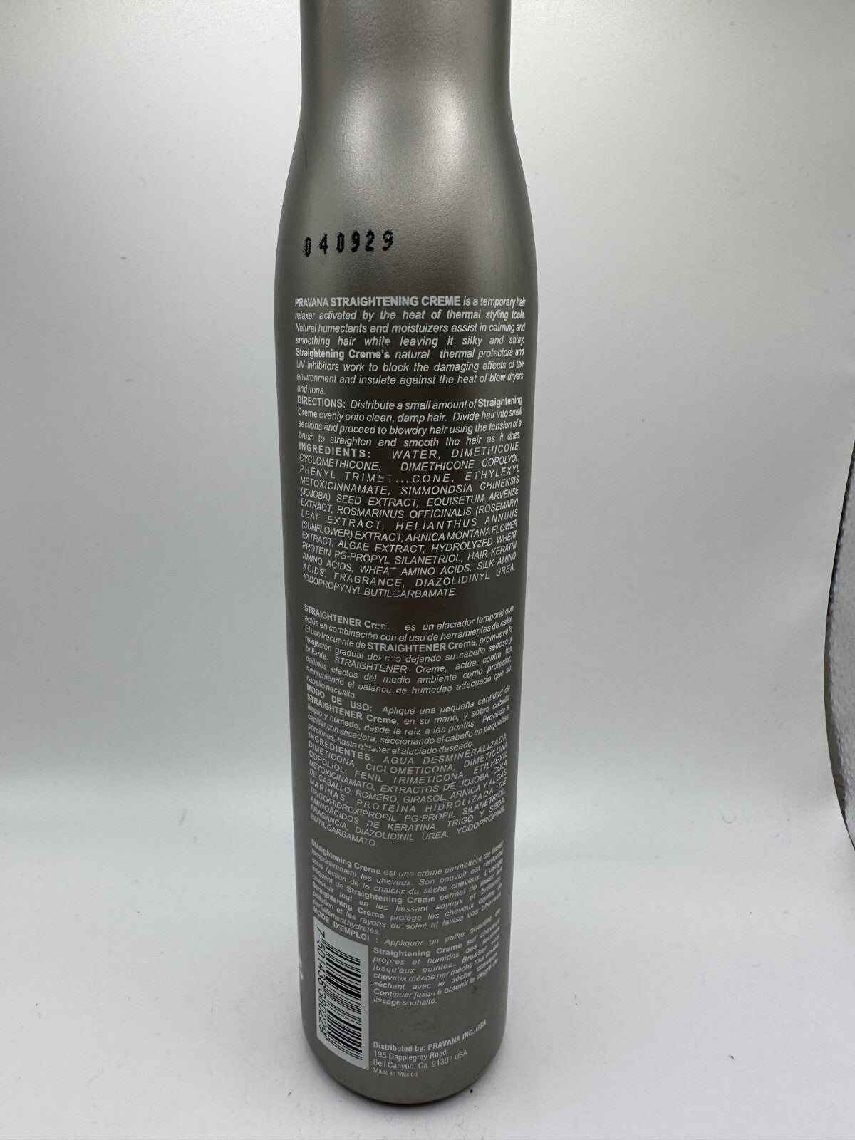 Pravana Straightening Creme 10.1 oz Hair Smoothing Treatment