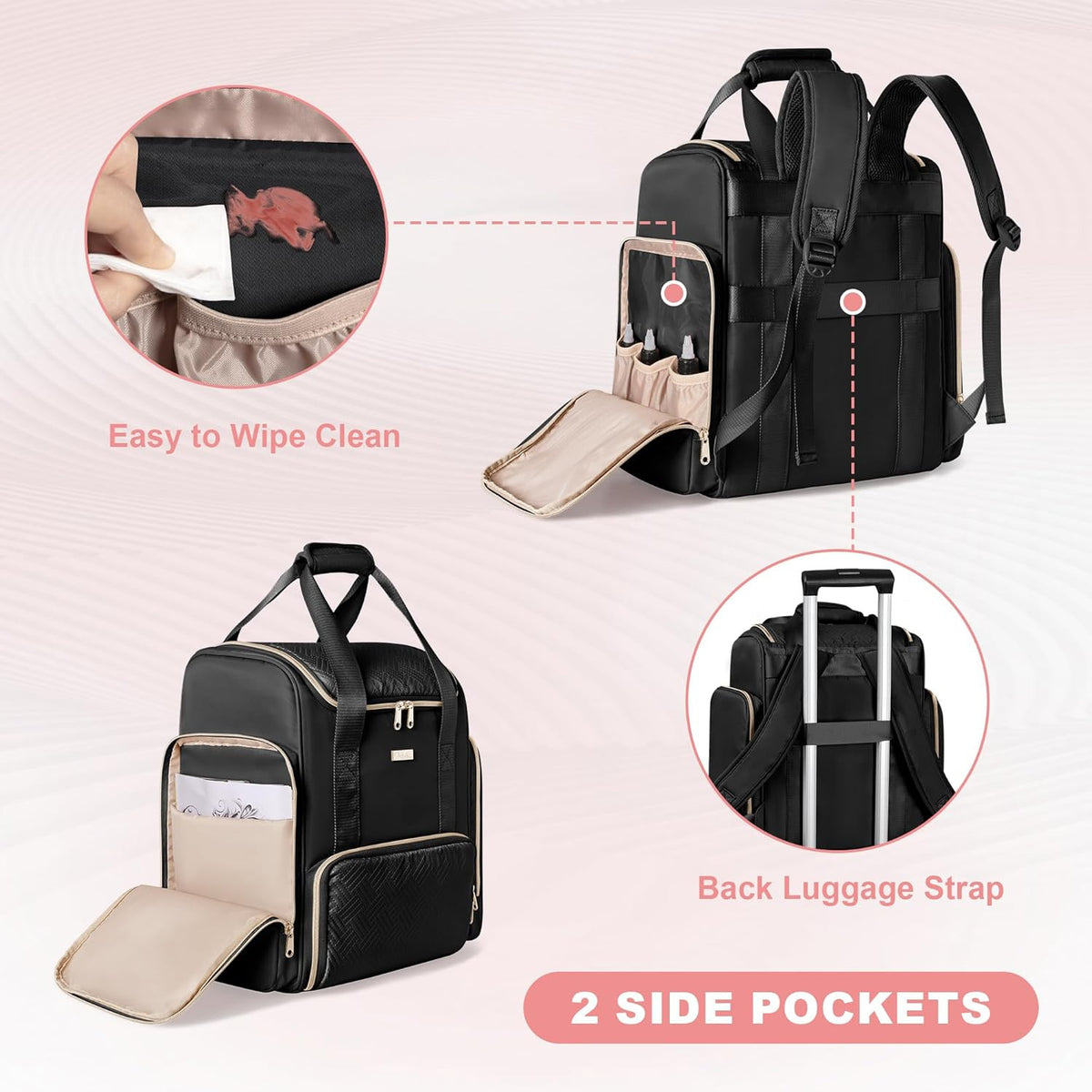 Tattoo Travel Case Backpack with 3 Transparent Cases - Double Layer Organizer