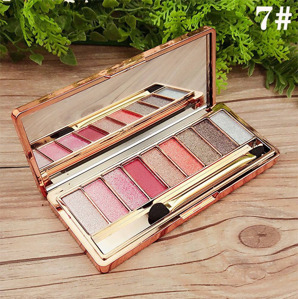 9-Color Glitter Eyeshadow Palette with Makeup Brush Set - Vibrant & Long Lasting