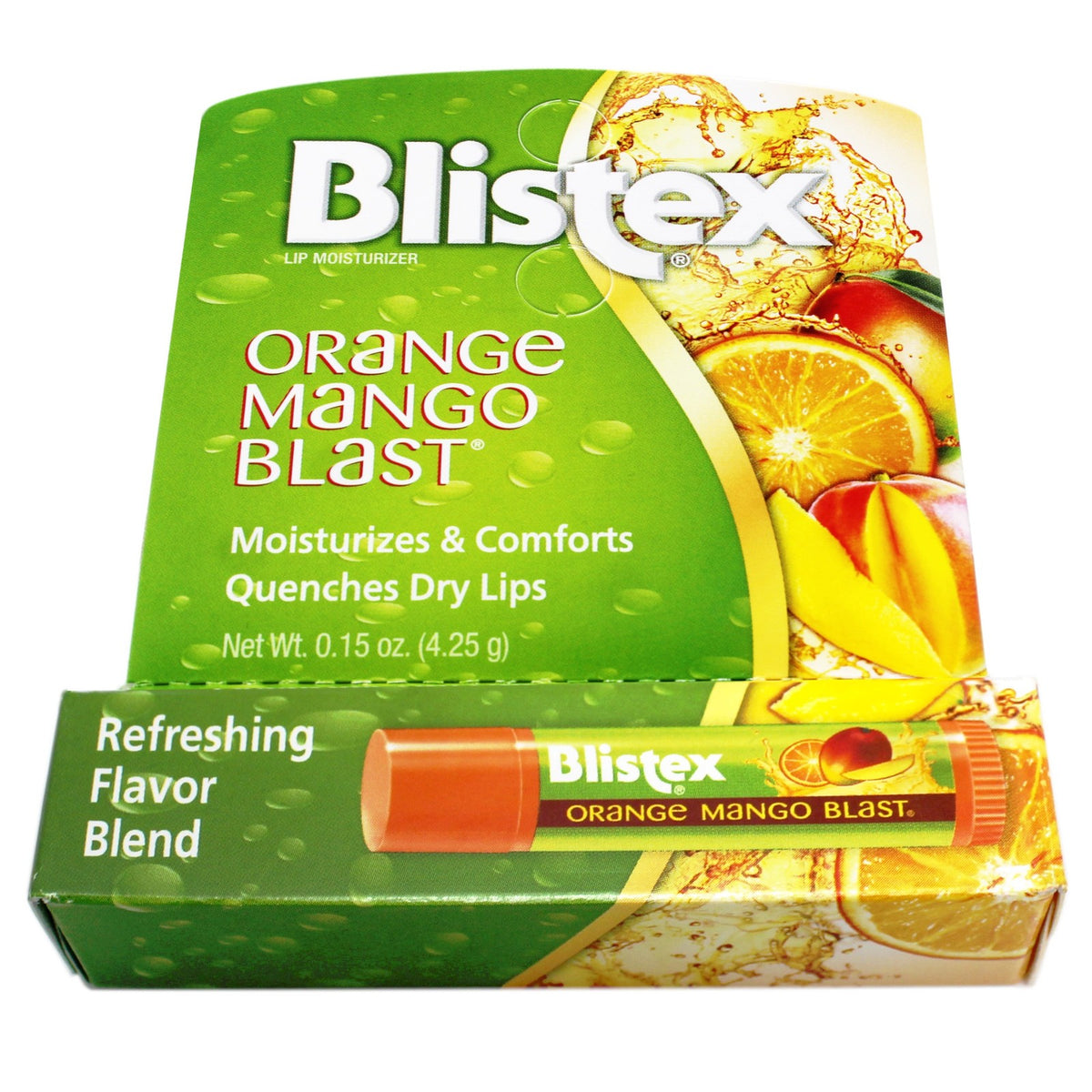 Moisturizing Lip Balm with Vitamins C & E - Tropical Orange Mango Flavor, 0.15 OZ, 2 Pack