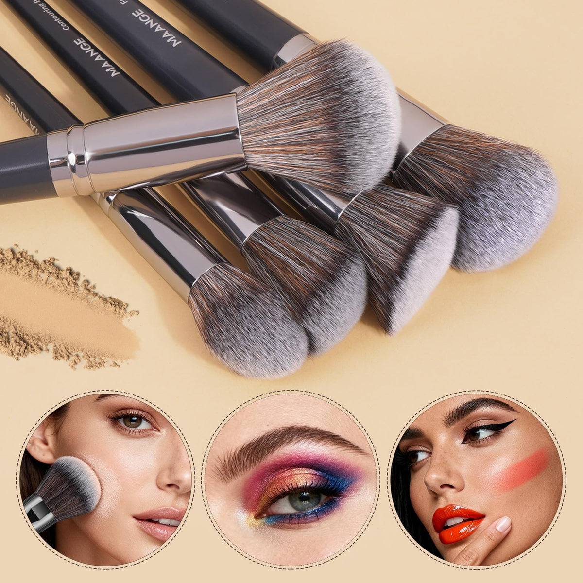 Professional Makeup Brush Set with Case - 30 Synthetic Brushes for Face & Eyes