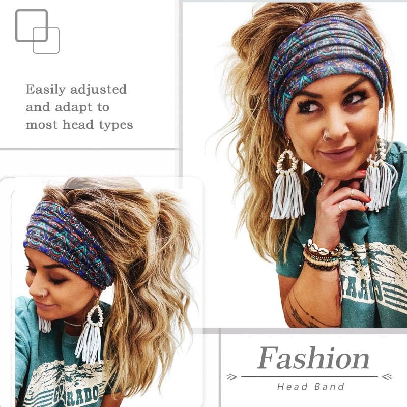 Boho Headbands Wide Knotted Hairbands 1 Count (Pack of 3), Multicolor
