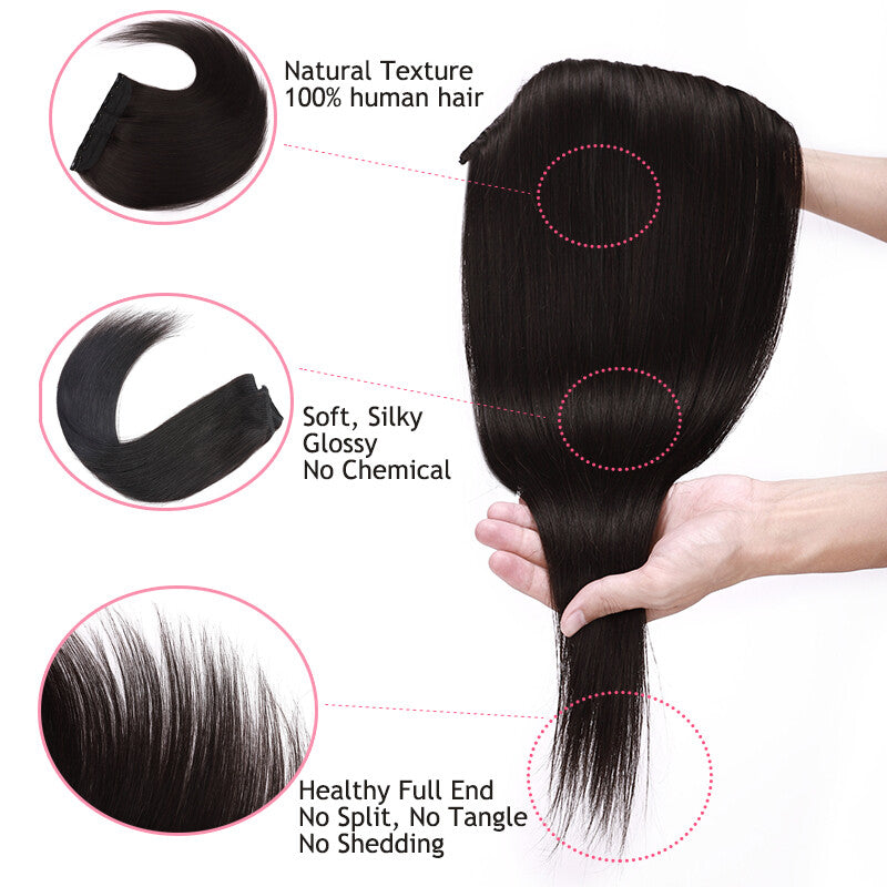 Natural Clip-In Hair Extensions with Balayage Color - Long & Thick One Piece