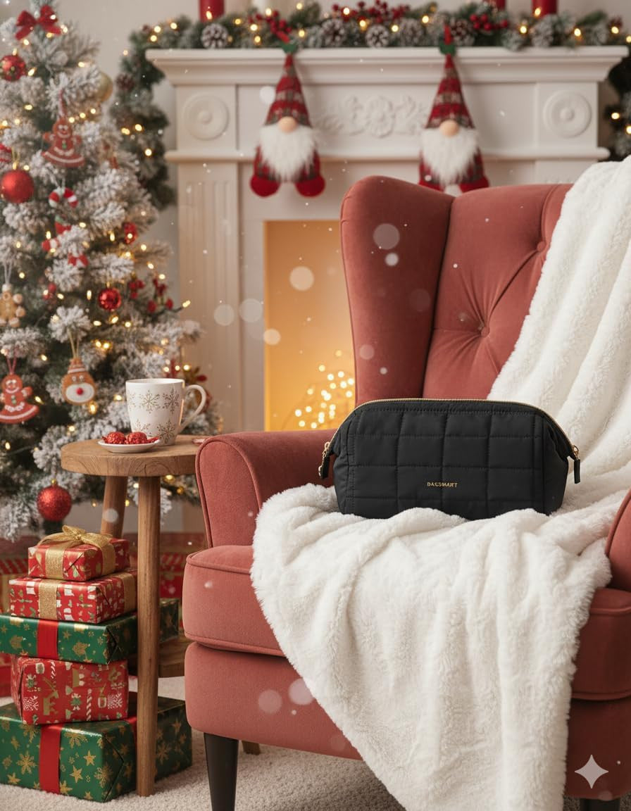 Travel Makeup & Toiletry Bag with Wide-Open Zipper - Padded Black Cosmetic Organizer