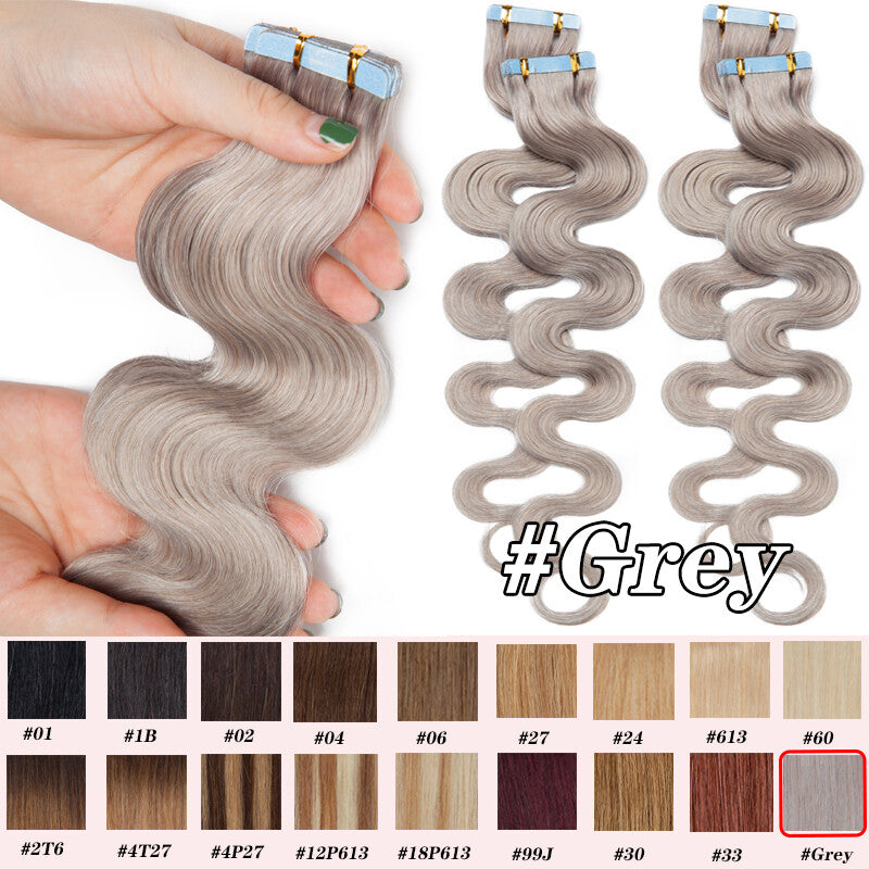 Remy Human Hair Extensions Tape In Full Head Wavy Balayage 200g