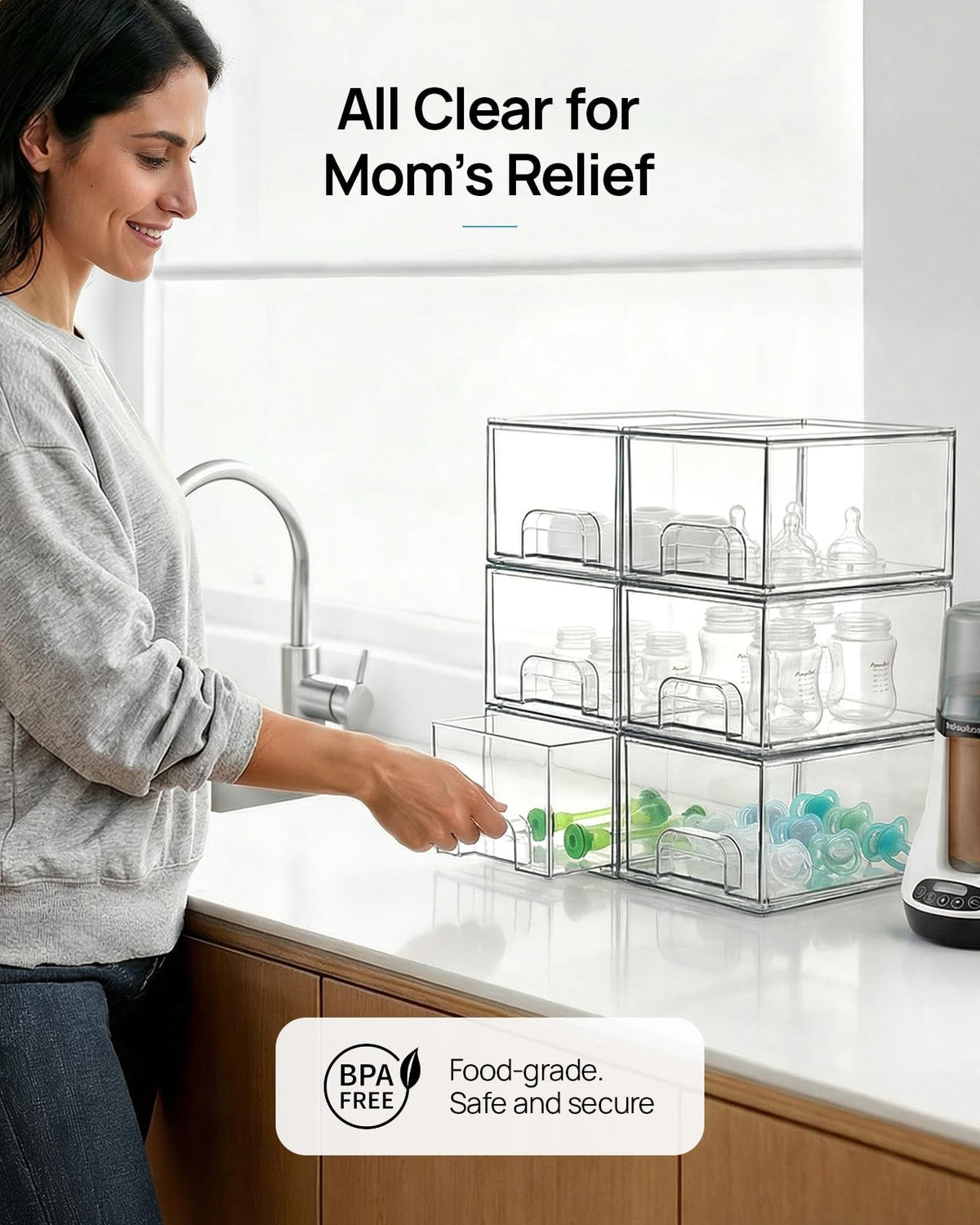 Small Clear Stackable Storage Drawers for Makeup and Organization