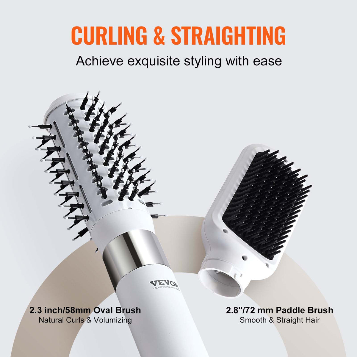 Hair Dryer Brush Ionic Hot Air Styler with 2 Brush Attachments for Quick Drying & Volumizing