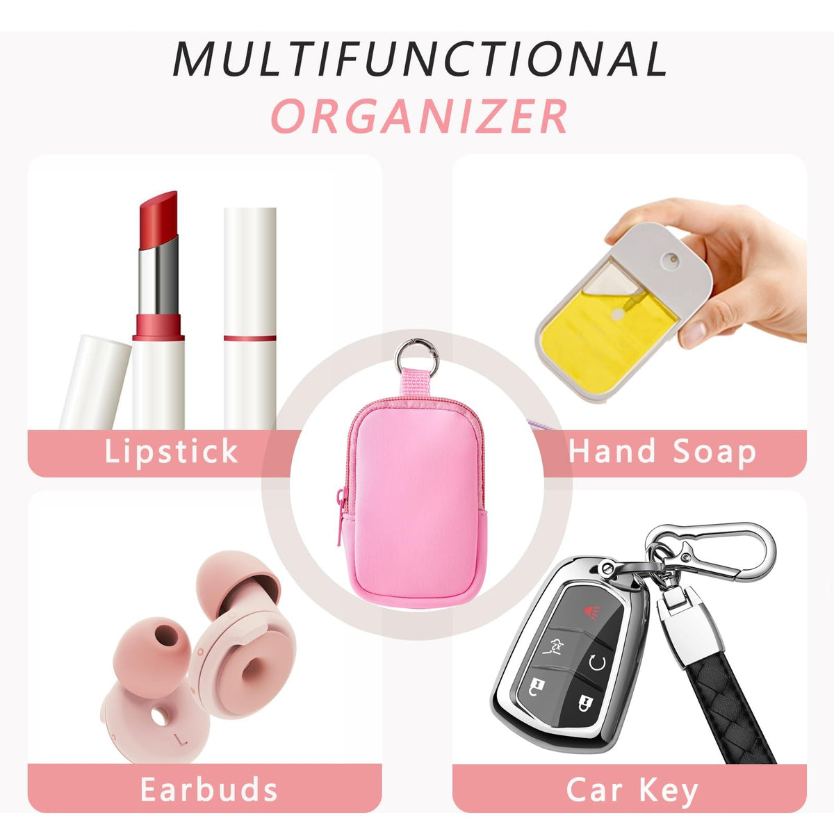 Mini Portable Makeup Bag Neoprene Cosmetic Organizer for Travel & Daily Use